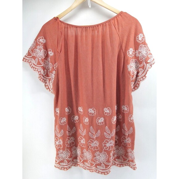 Fever Women's Blouse Rayon‎ Large On-Off Shoulder Top Embroidered Eyelet Trim - Picture 8 of 8